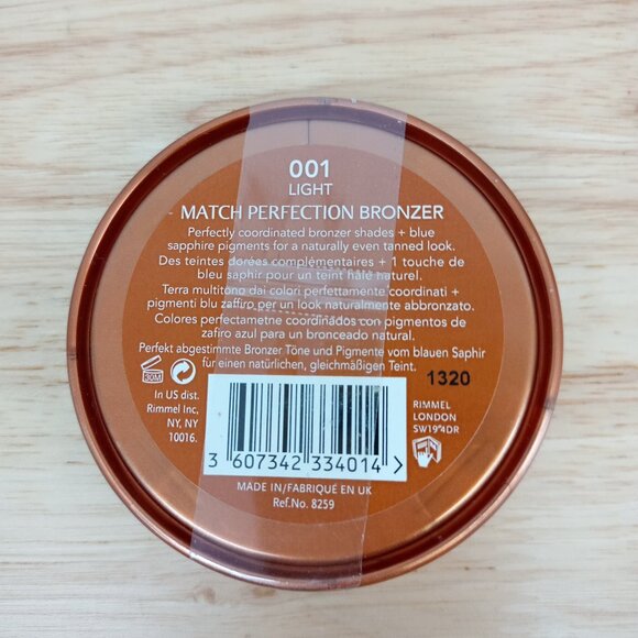 RIMMELL Match Perfection Bronzer #001 Light .52oz - Picture 2 of 2